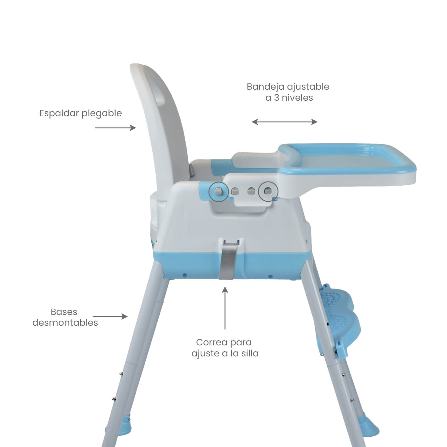 Silla Comedor Bebé 4en1 Navi Happy Baby Azul
