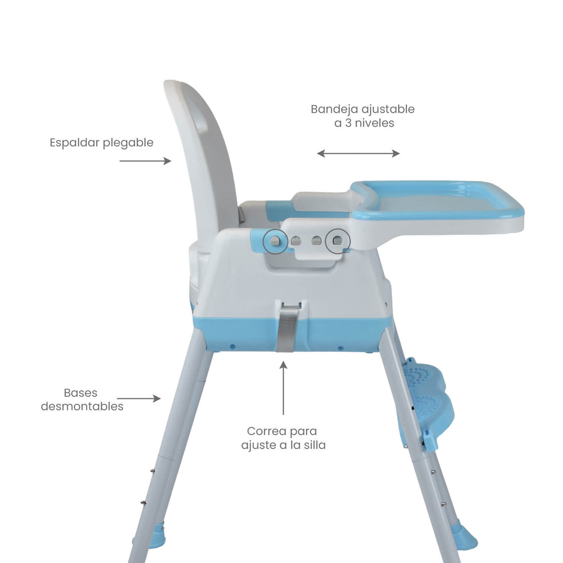 Silla Comedor Bebé 4en1 Navi Happy Baby Azul