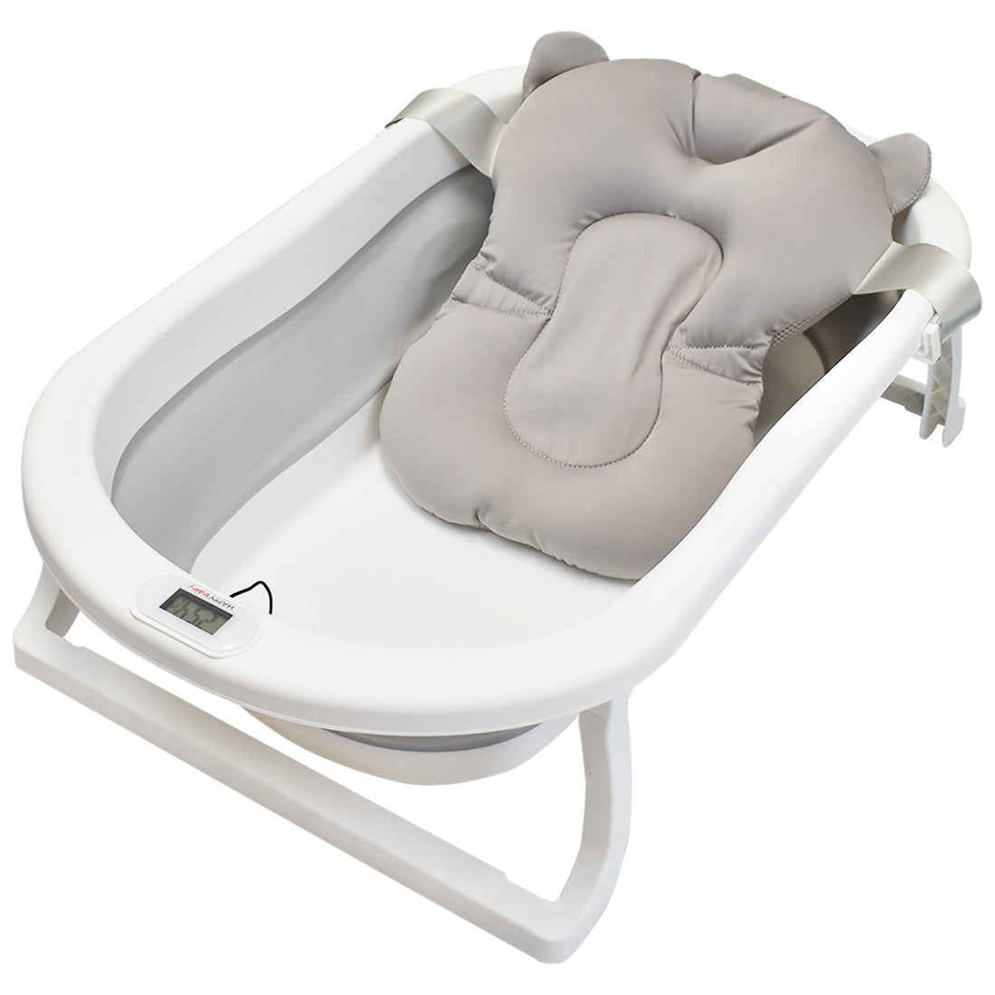 Bañera Bebé Happy Baby Con Cojín Y Termómetro Hawai Plus Gris