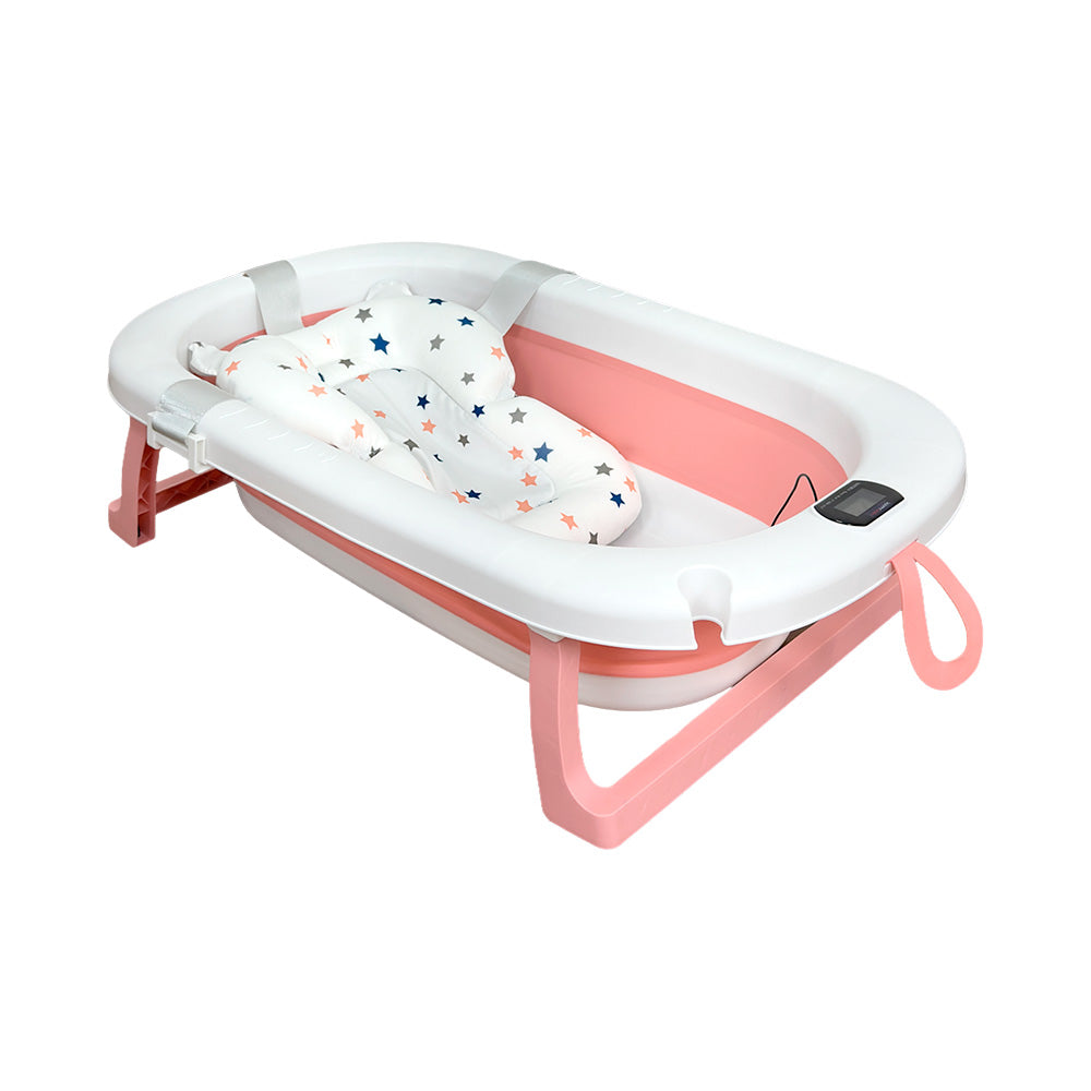 Bañera Bebé Happy Baby Cojín y Termómetro Samy Rosado