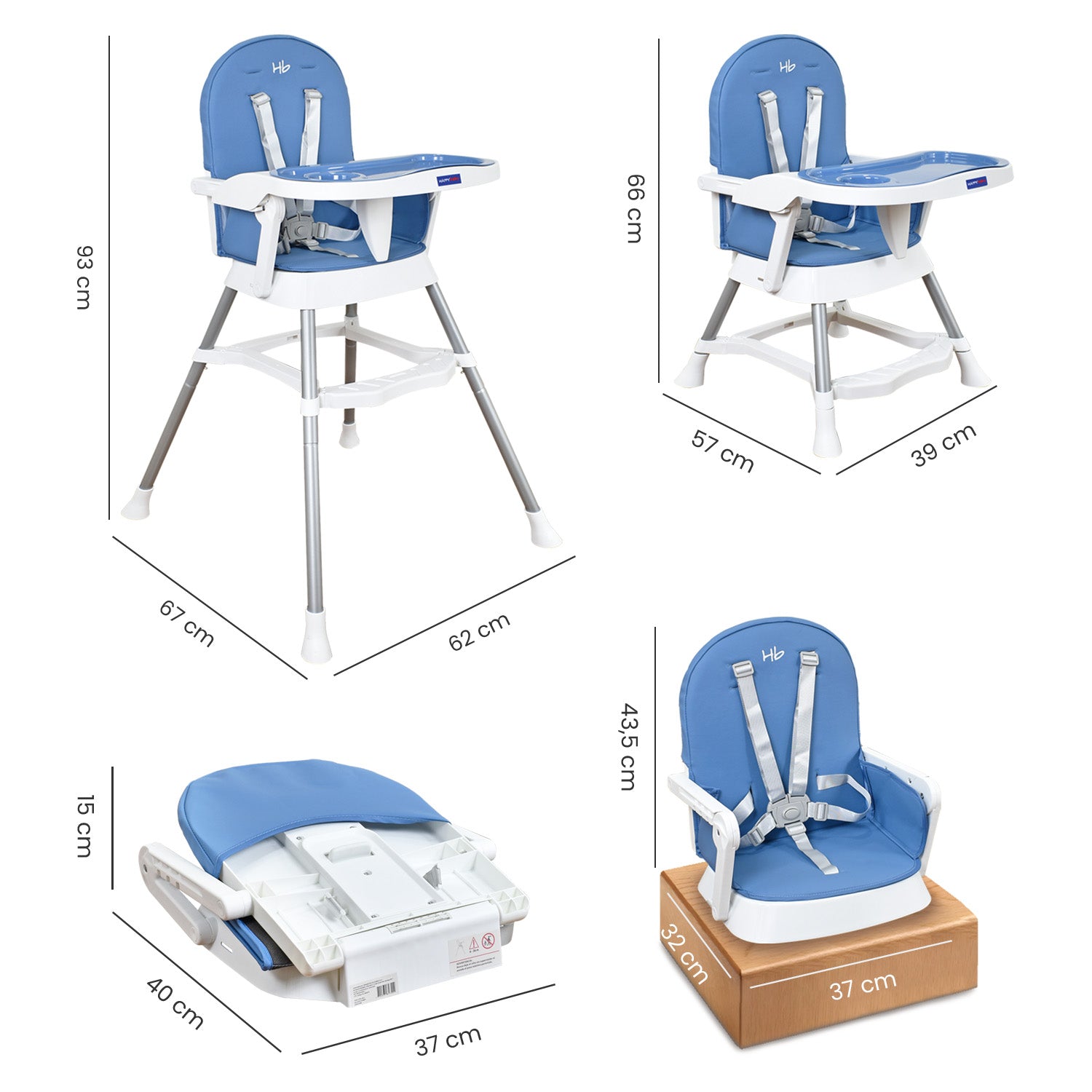Silla Comedor Bebe Lyra Happy Baby Azul