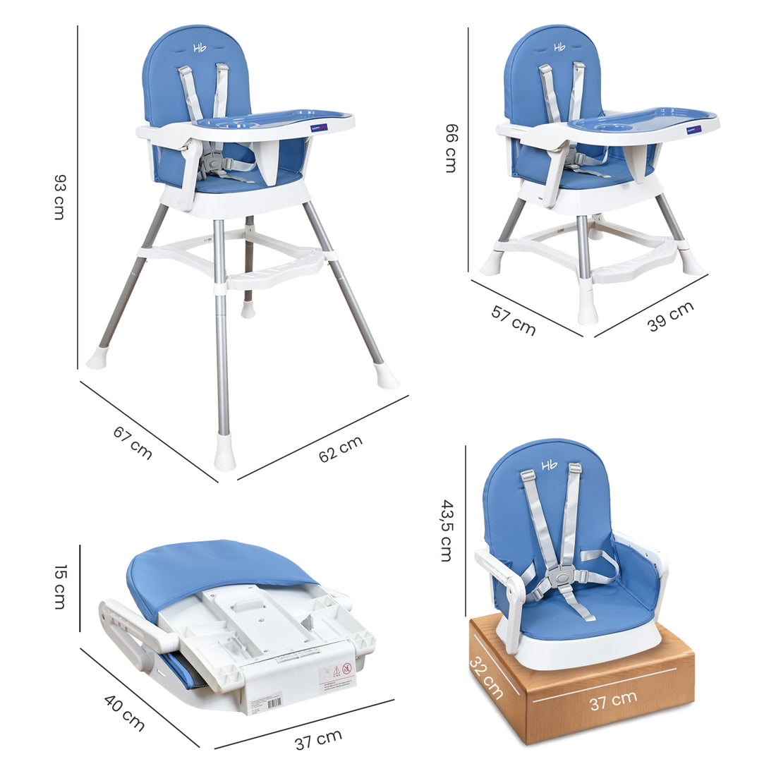 Silla Comedor Bebe Lyra Happy Baby Azul