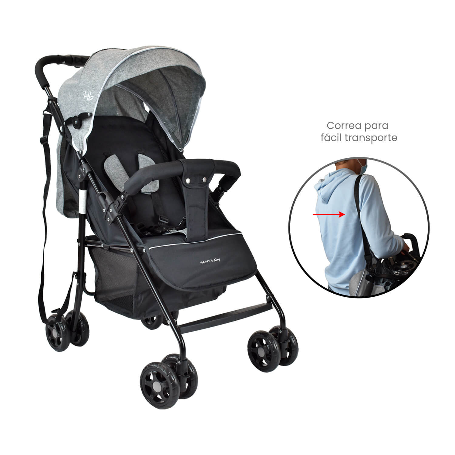 Coche Paseador Owen Happy Baby Negro