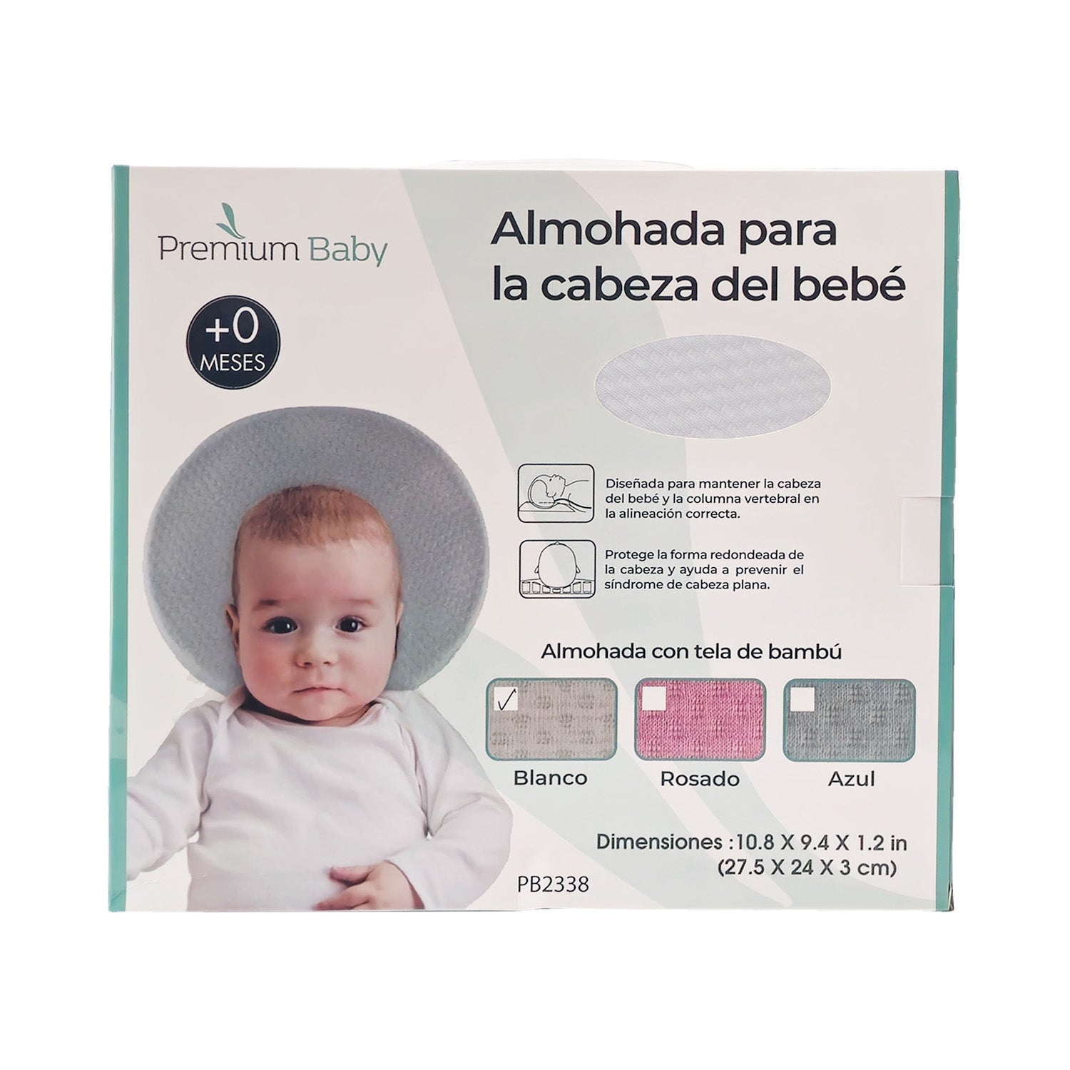 Almohada Bebe Estabilizadora Premium Baby PB2338 Blanco