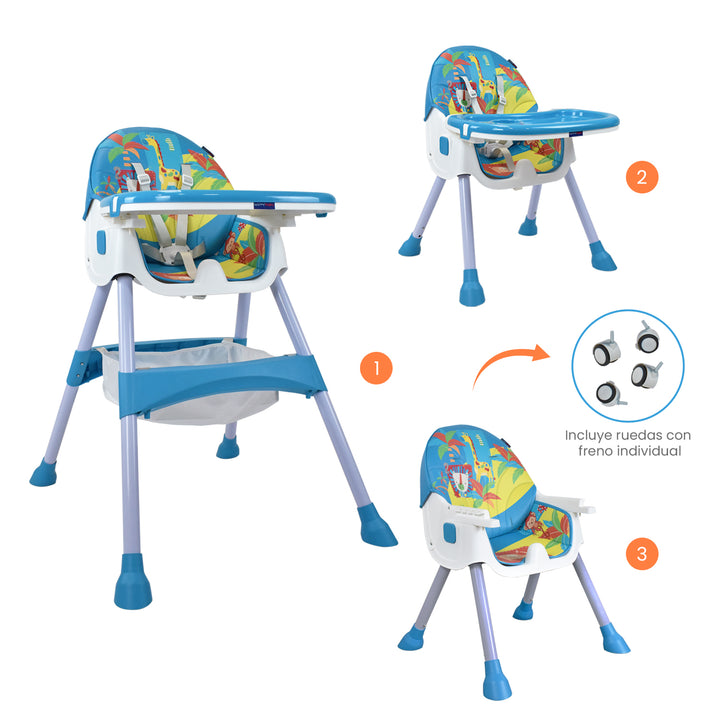 Silla Comedor Bebé 3en1 Happy Baby Bahamas Azul