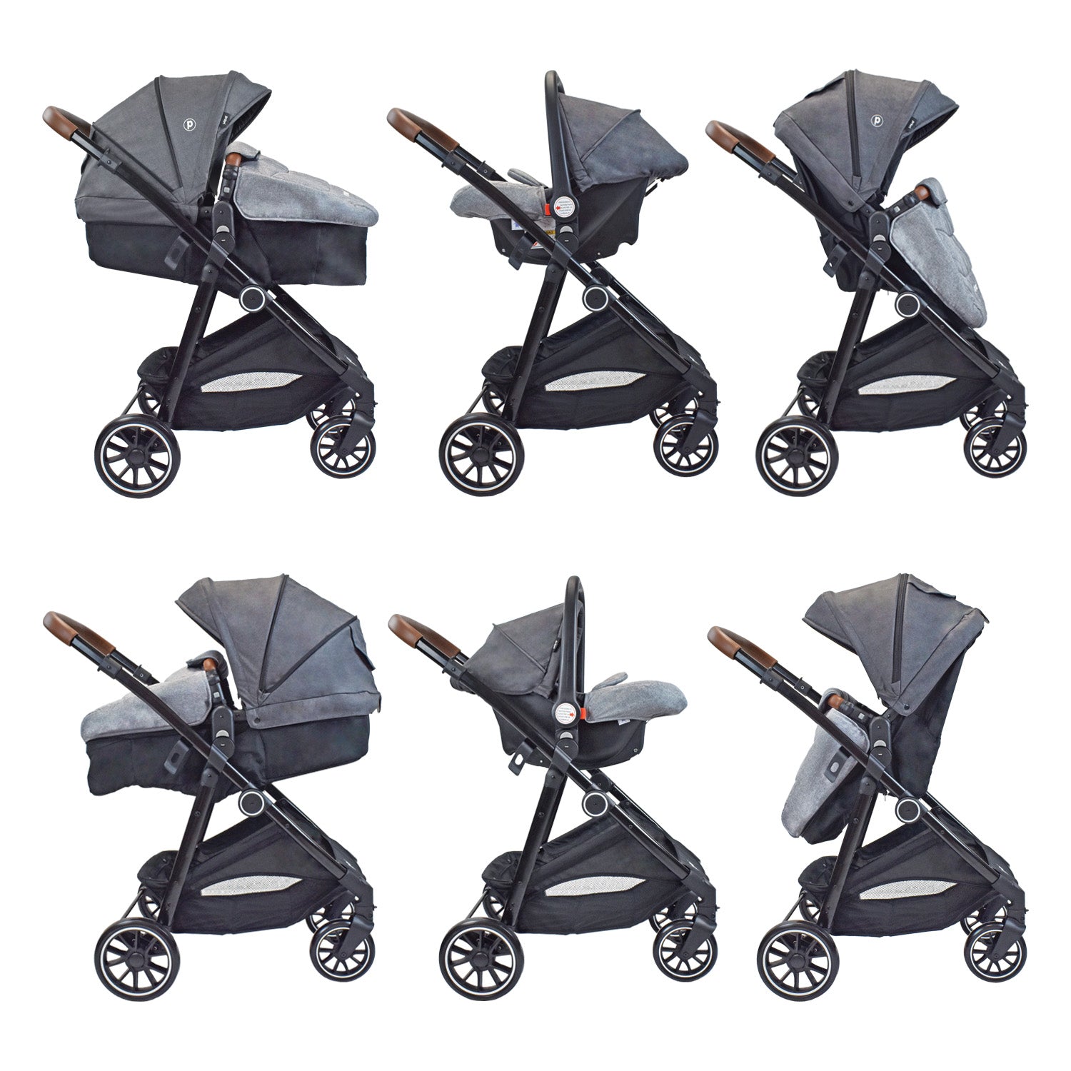 Coche bebé Travel System Aria T Priori Gris Oscuro
