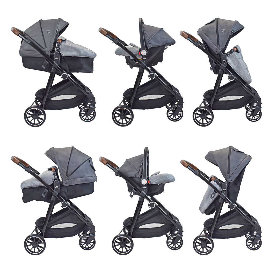 Coche bebé Travel System Aria T Priori Gris Oscuro