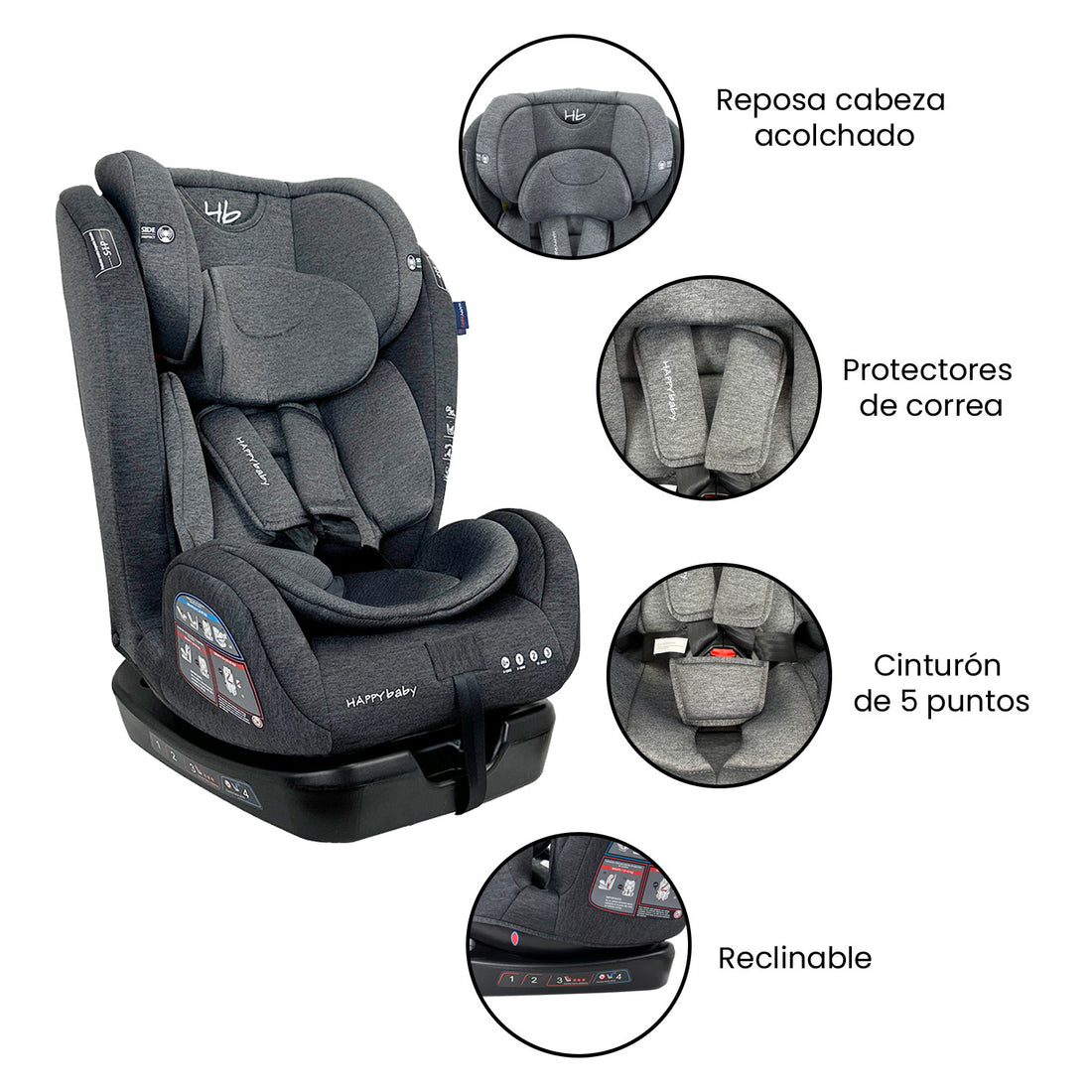 Silla para carro bebe Happy Baby Italia Negro