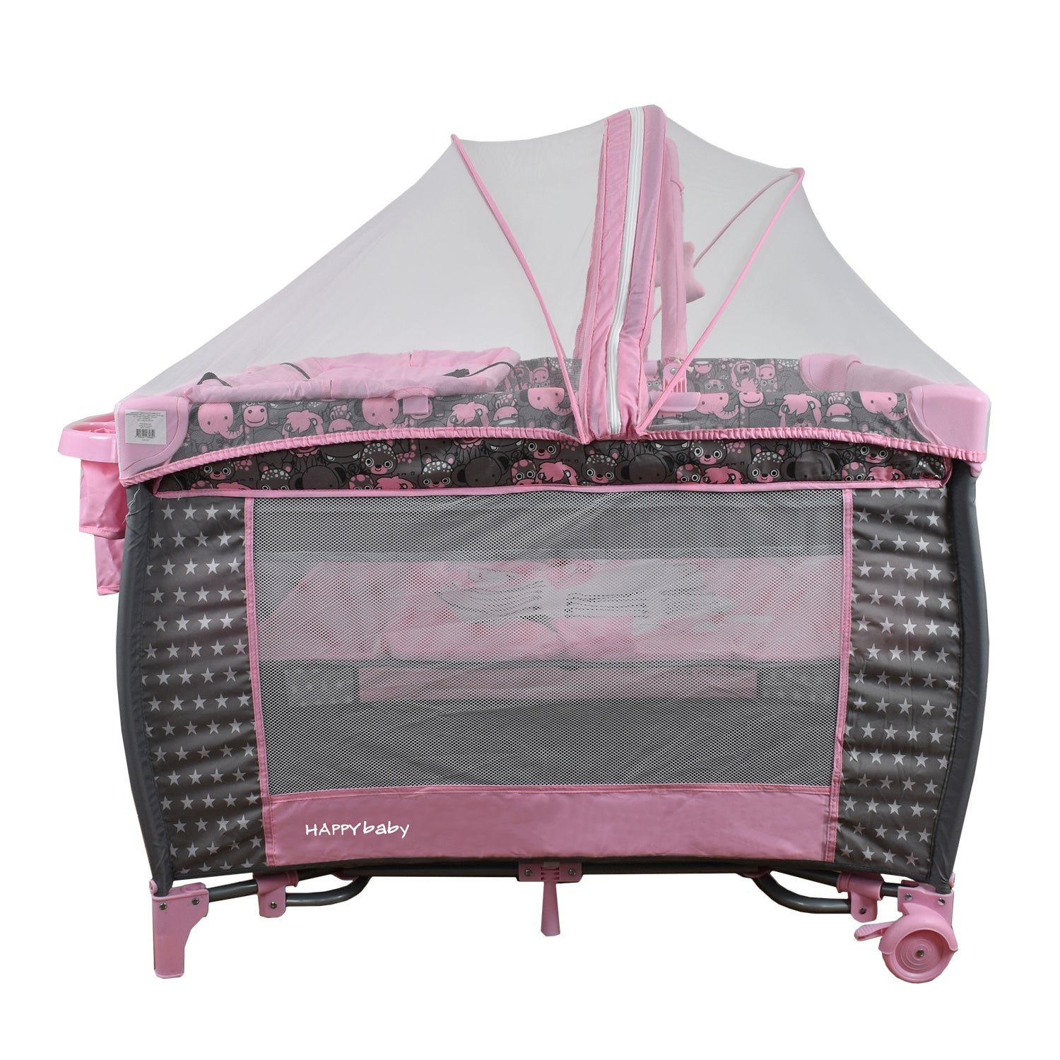 Combo Coche Luca Rosado +Cuna Mecedora Miami Rosado