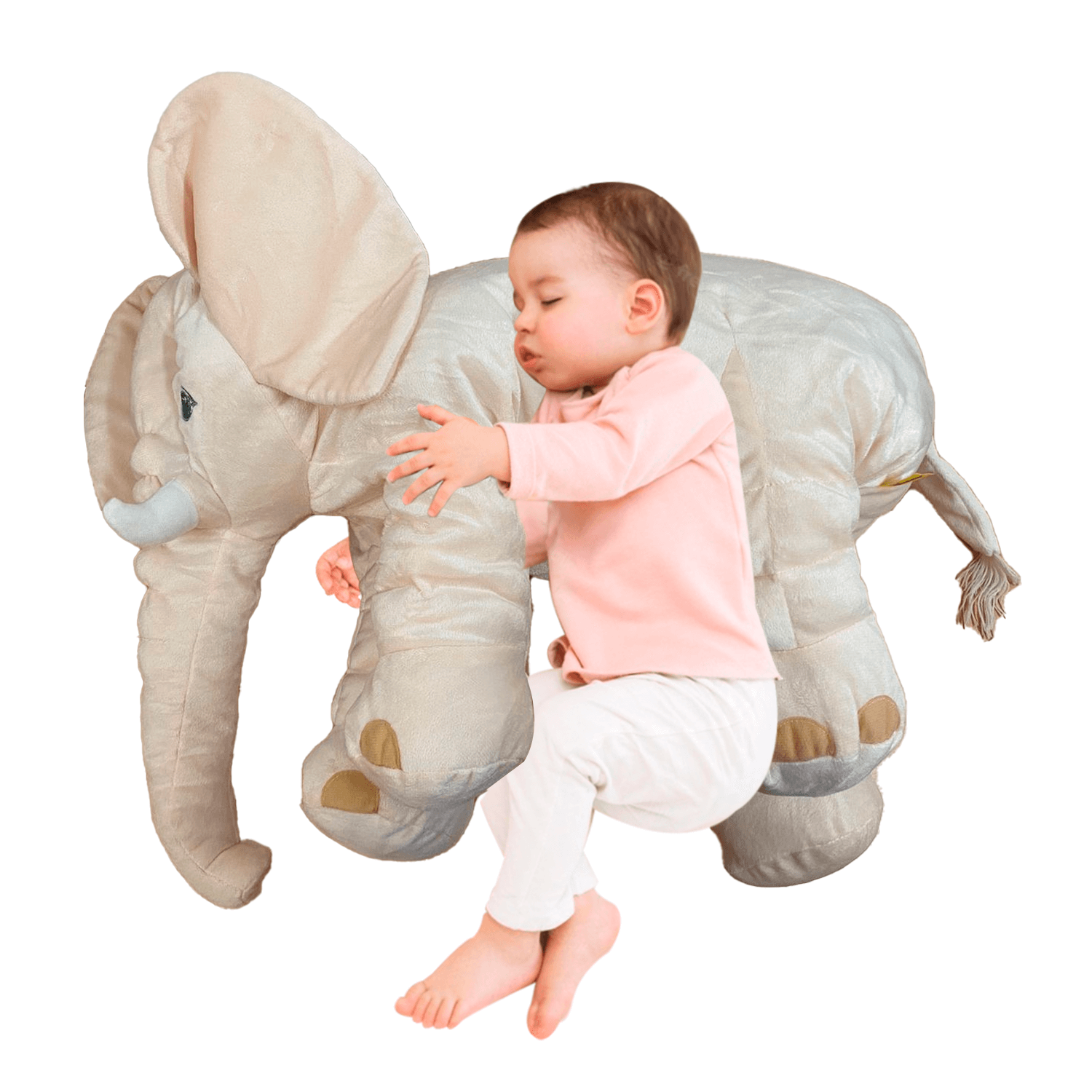 Combo Cojín de Lactancia Inizzi + Peluche Almohada Elefante Beige