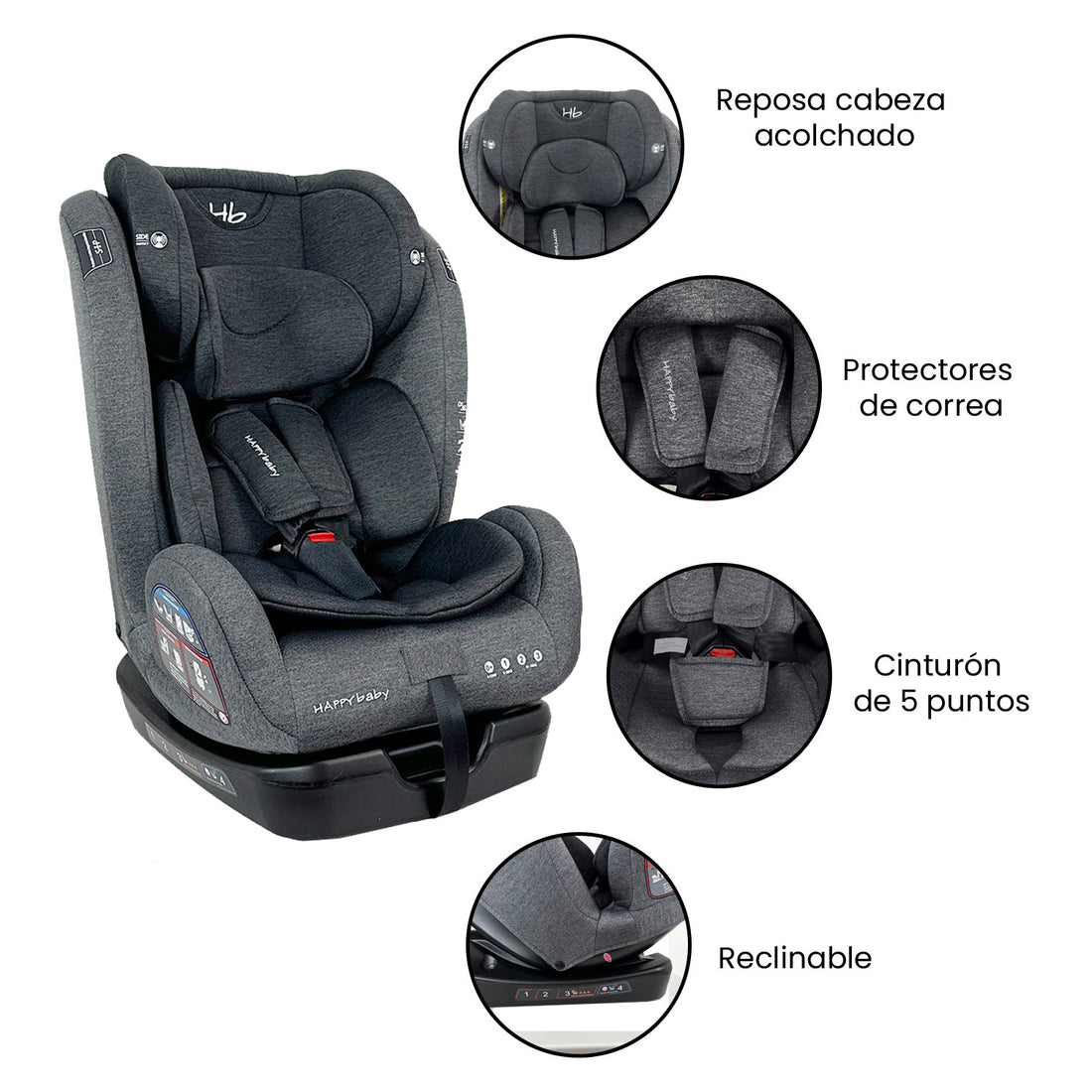 Silla para carro bebe Happy Baby Italia Gris