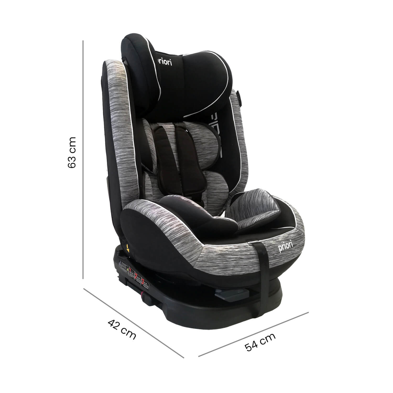 Silla Carro Bebe First 360° Negro Gris Priori