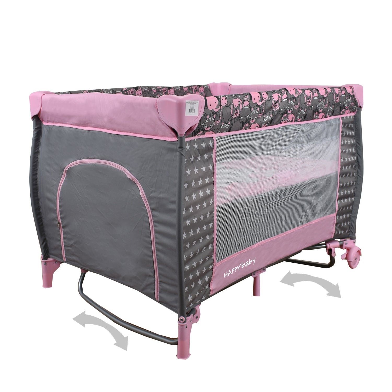 Combo Coche Luca Rosado +Cuna Mecedora Miami Rosado