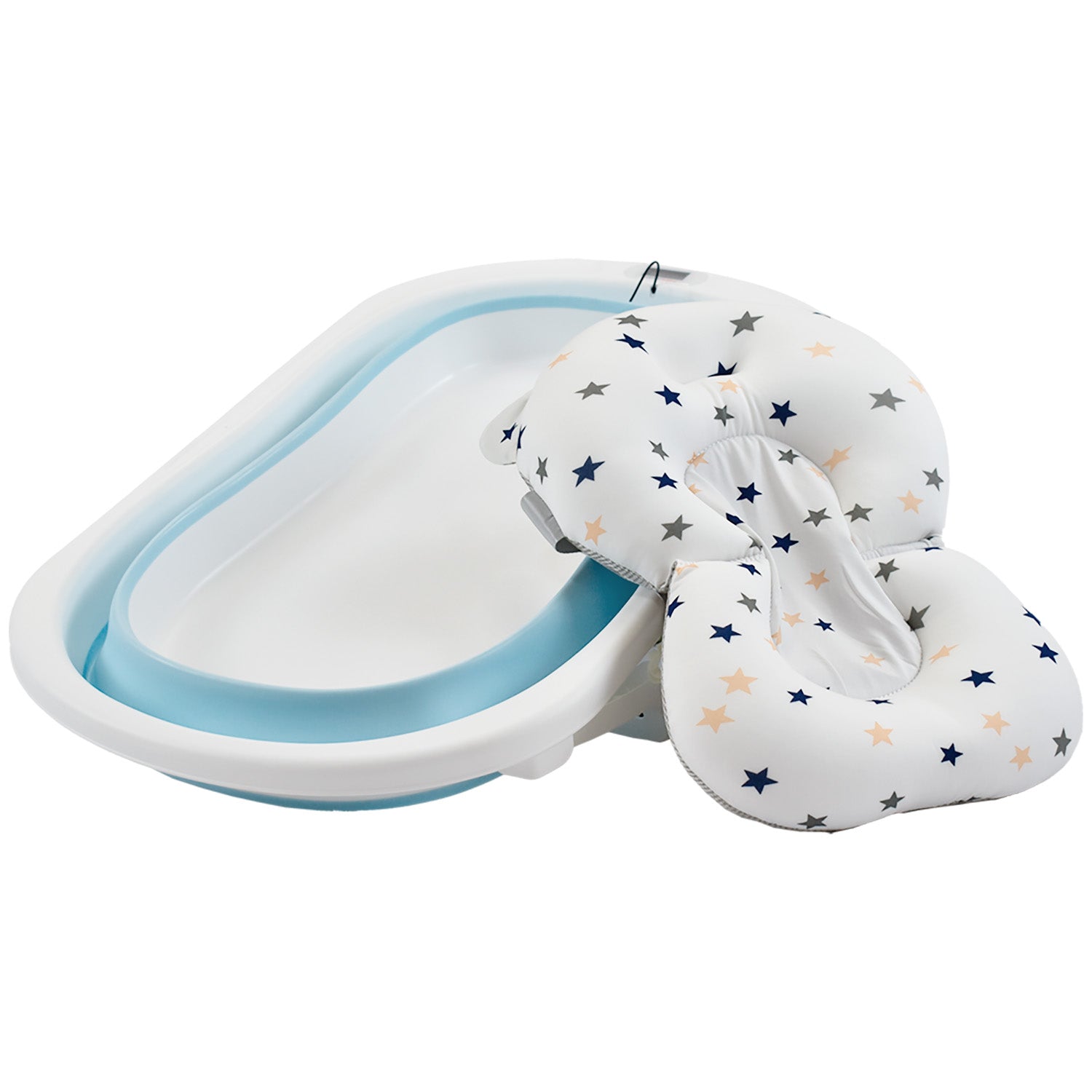 Bañera Bebé Happy Baby Con Cojín Y Termómetro Hawai Plus Azul