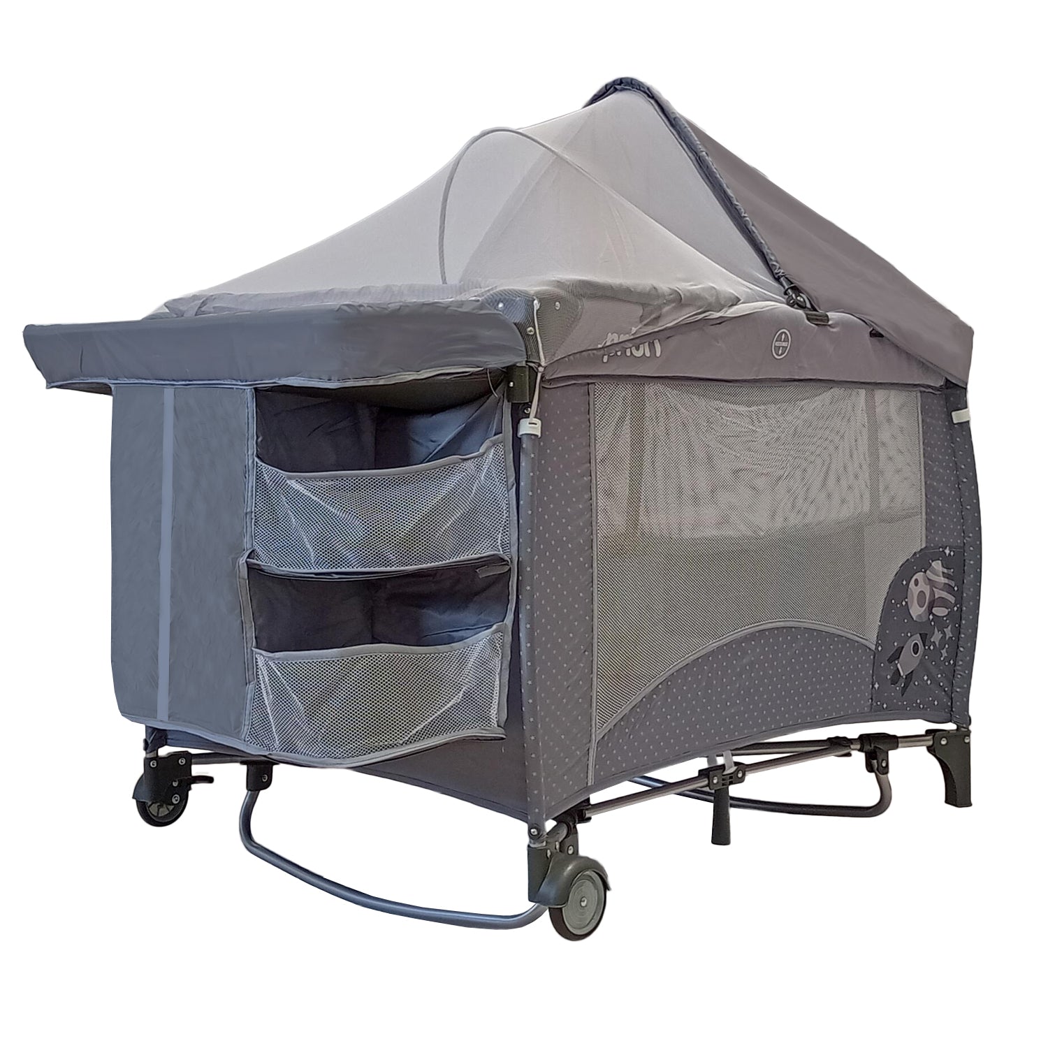 Corral Cuna Bebe Mecedora Priori Pcu8500 Gris