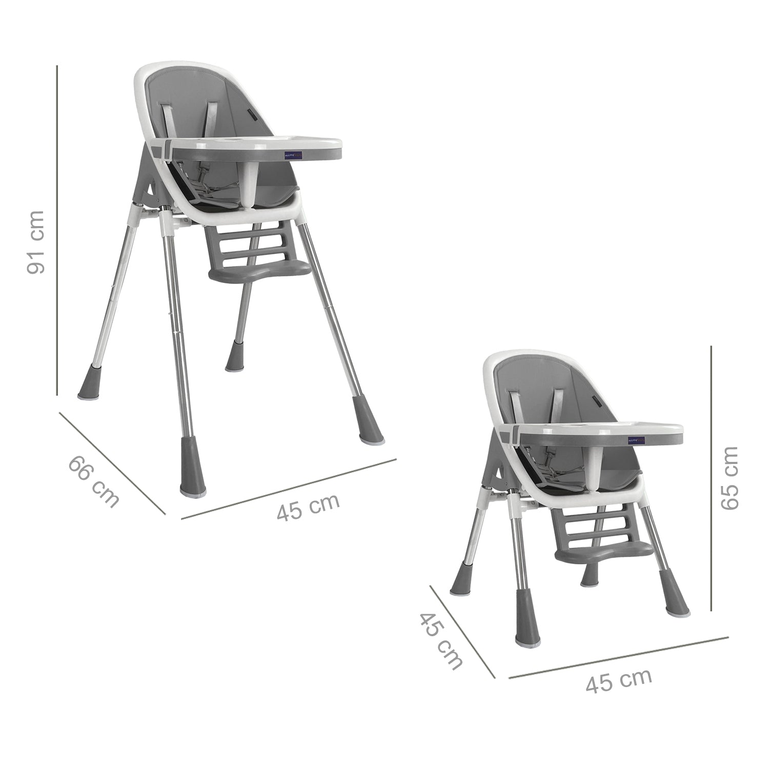 Silla comedor bebe 2en1 Happy Baby Nepal Gris