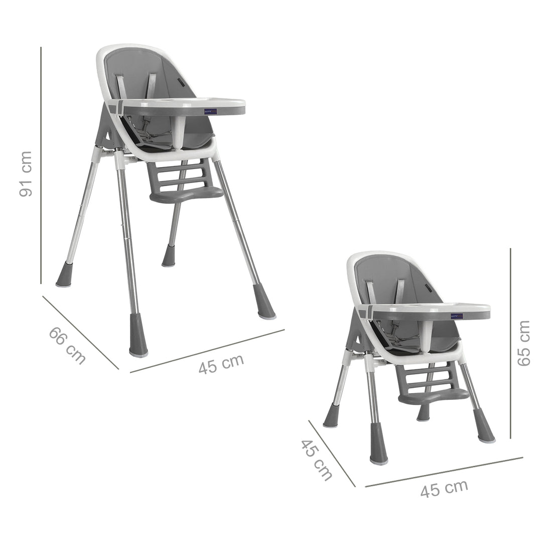 Silla comedor bebe 2en1 Happy Baby Nepal Gris