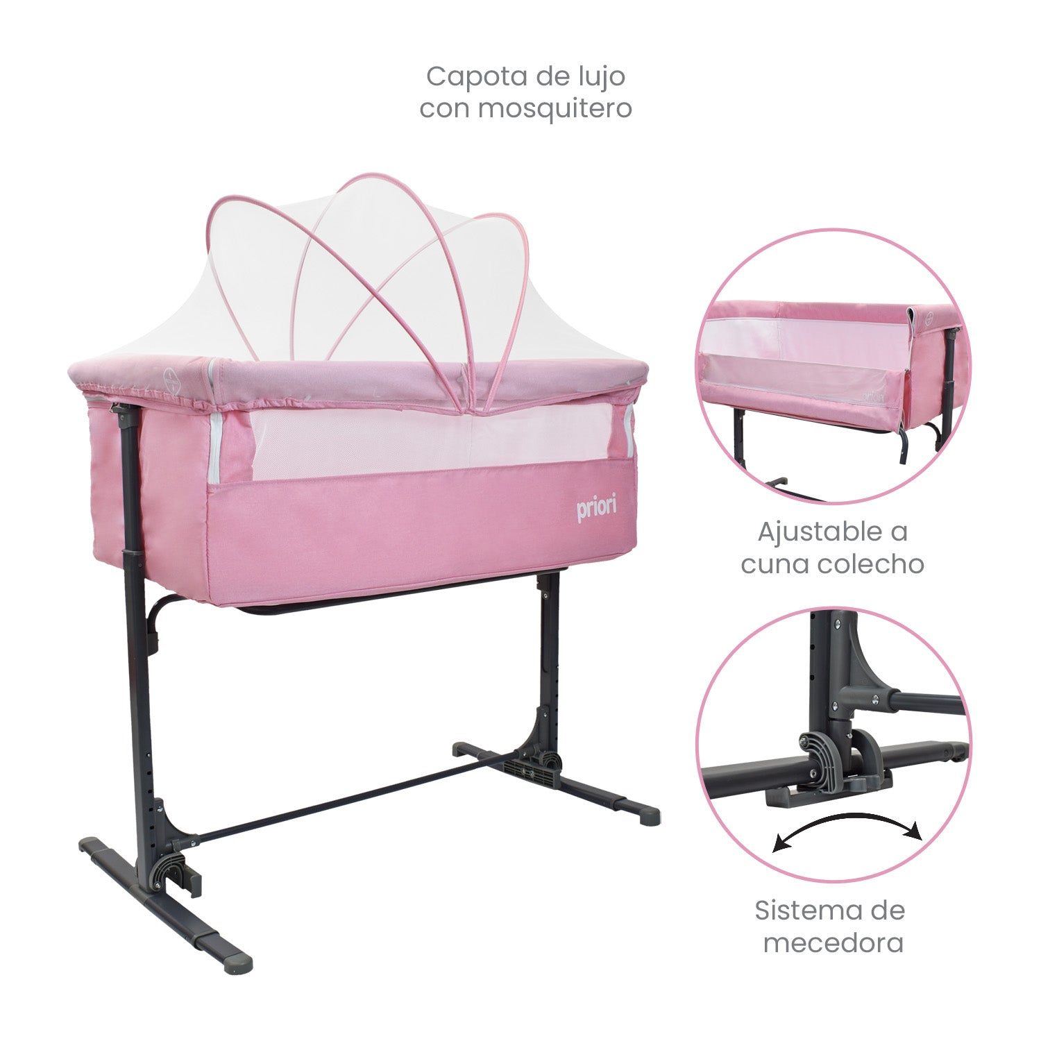 Combo Cuna Colecho Golf +Coche Paseador Park Rosa+ Pañalera Morral