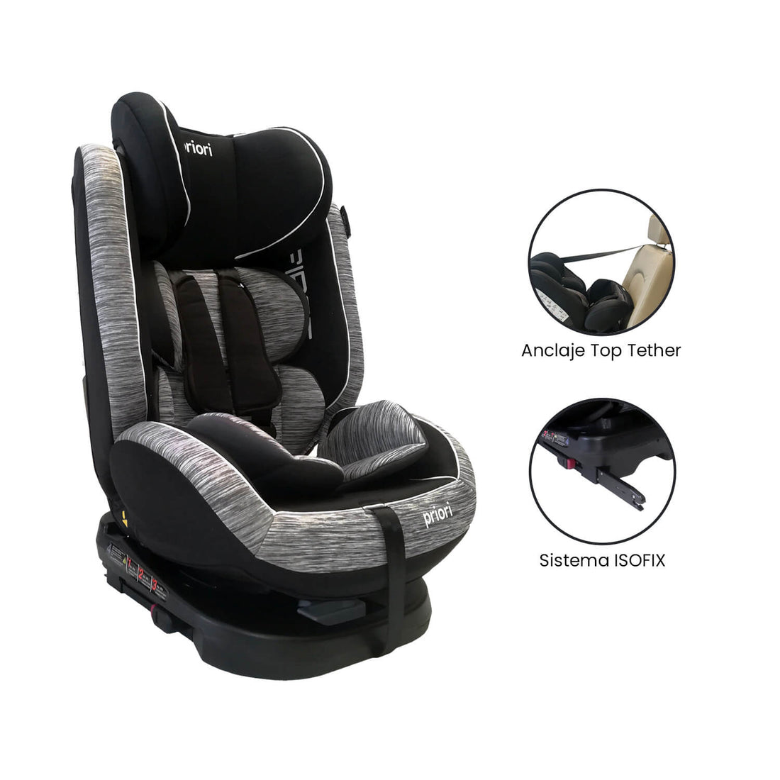 Silla Carro Bebe First 360° Negro Gris Priori