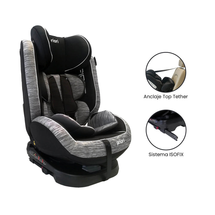 Silla Carro Bebe First 360° Negro Gris Priori