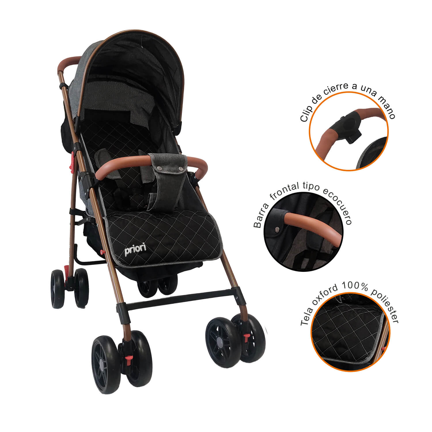 Combo Coche Park Gris + Cuna Colecho Bebé Golf Priori Gris +Peluche Elefante Gris