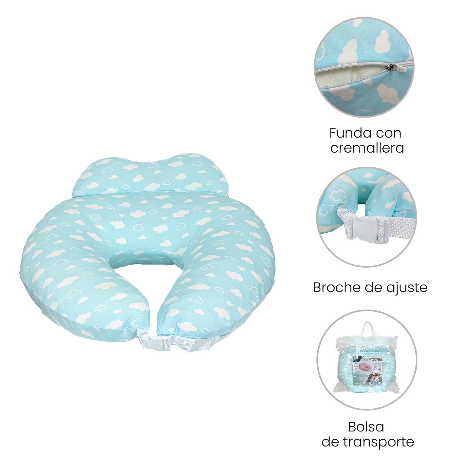 Almohada de lactancia Azul Premium Baby PB2517