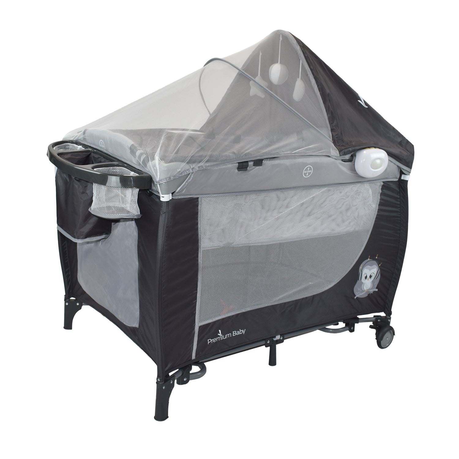 Combo Bebé Coche Frezzio + Cuna Mecedora Nápoles Gris