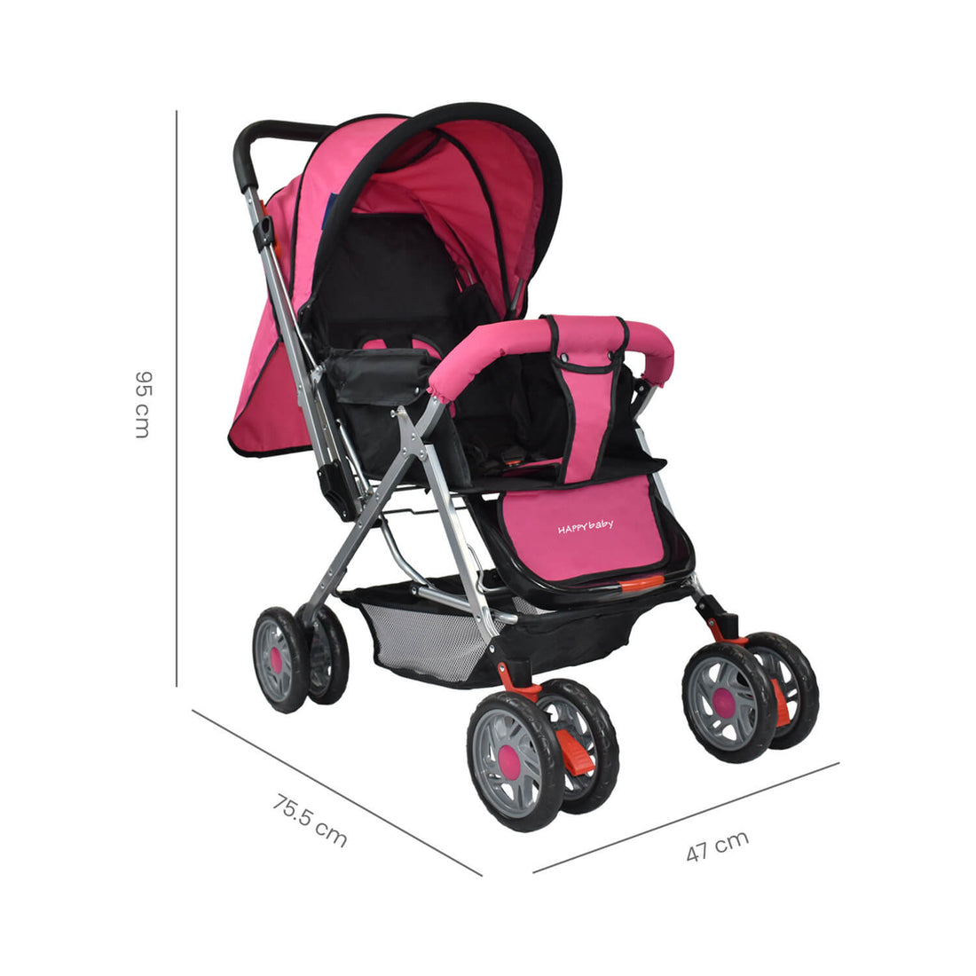 Coche Cuna Reversible Bebé Dallas Con Pañalera Happy Baby Rosa