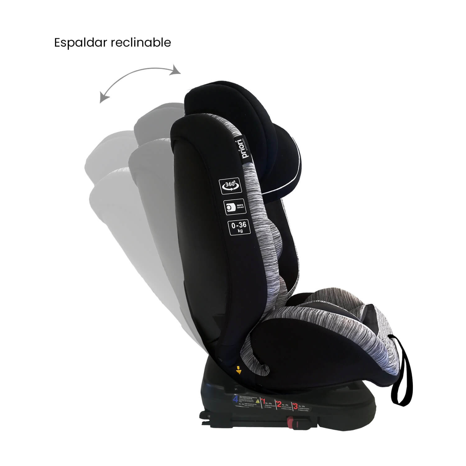 Silla Carro Bebe First 360° Negro Gris Priori