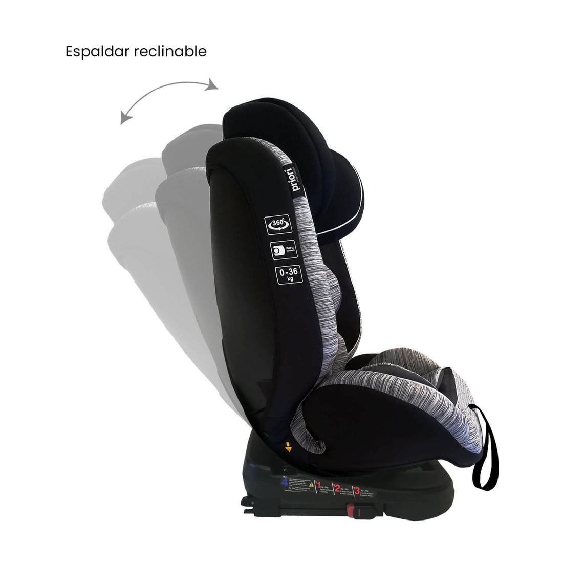Silla Carro Bebe First 360° Negro Gris Priori