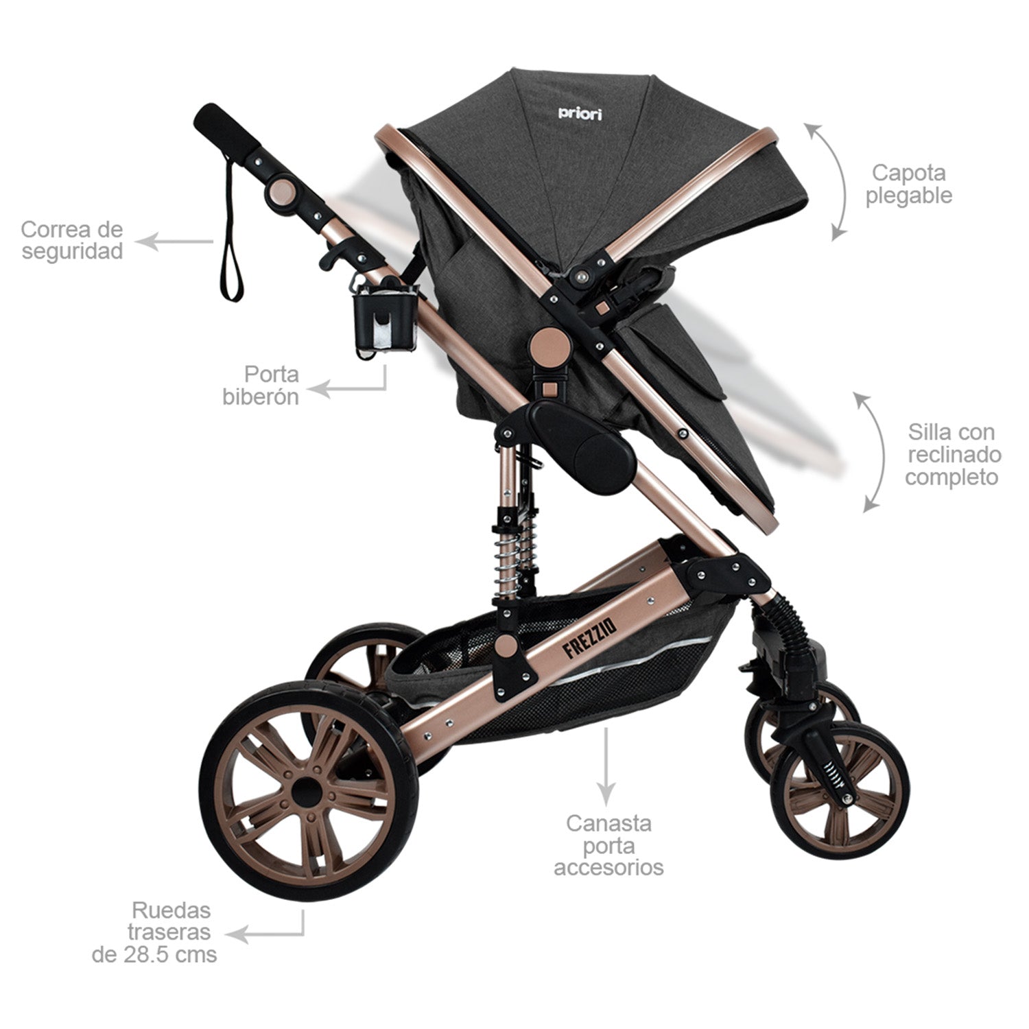 Coche bebe FREZZIO Priori Moises Gris Oscuro