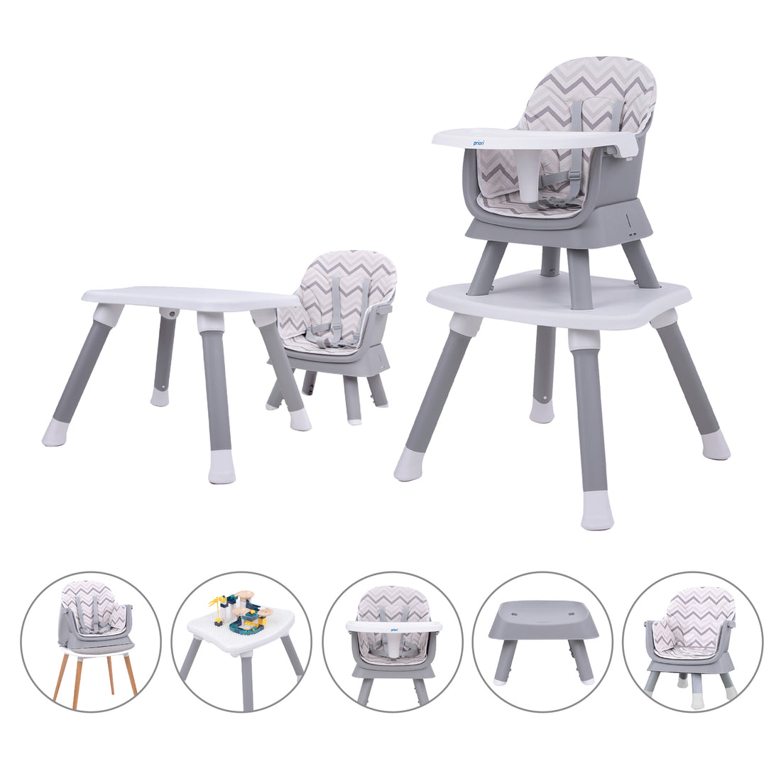 Silla comedor bebe 6en1 Priori Sidney Gris