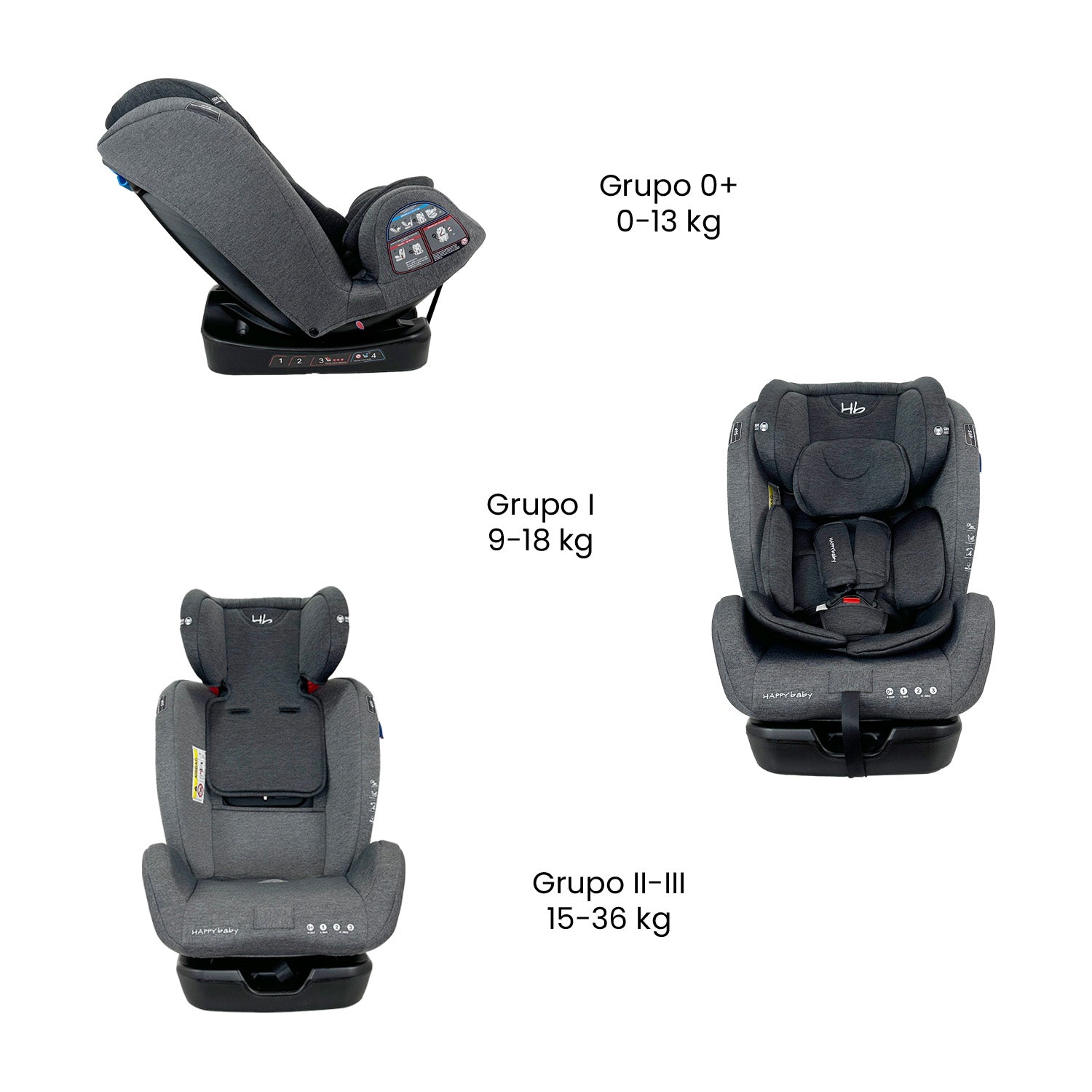 Silla para carro bebe Happy Baby Italia Gris