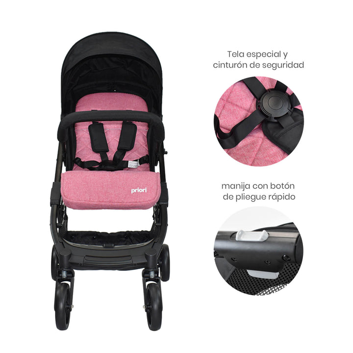 Coche Bebe Priori Tipo Maleta Argus Rosa