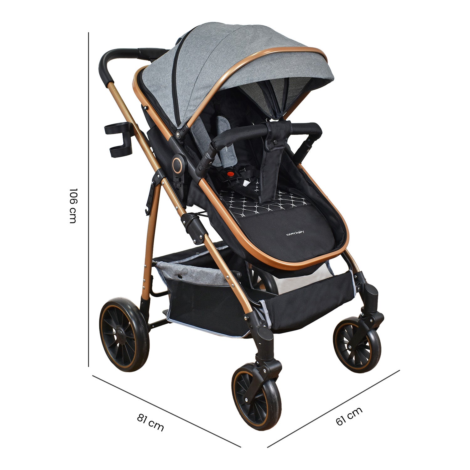 Combo Coche Welly Gris +Cuna Mecedora Miami Gris
