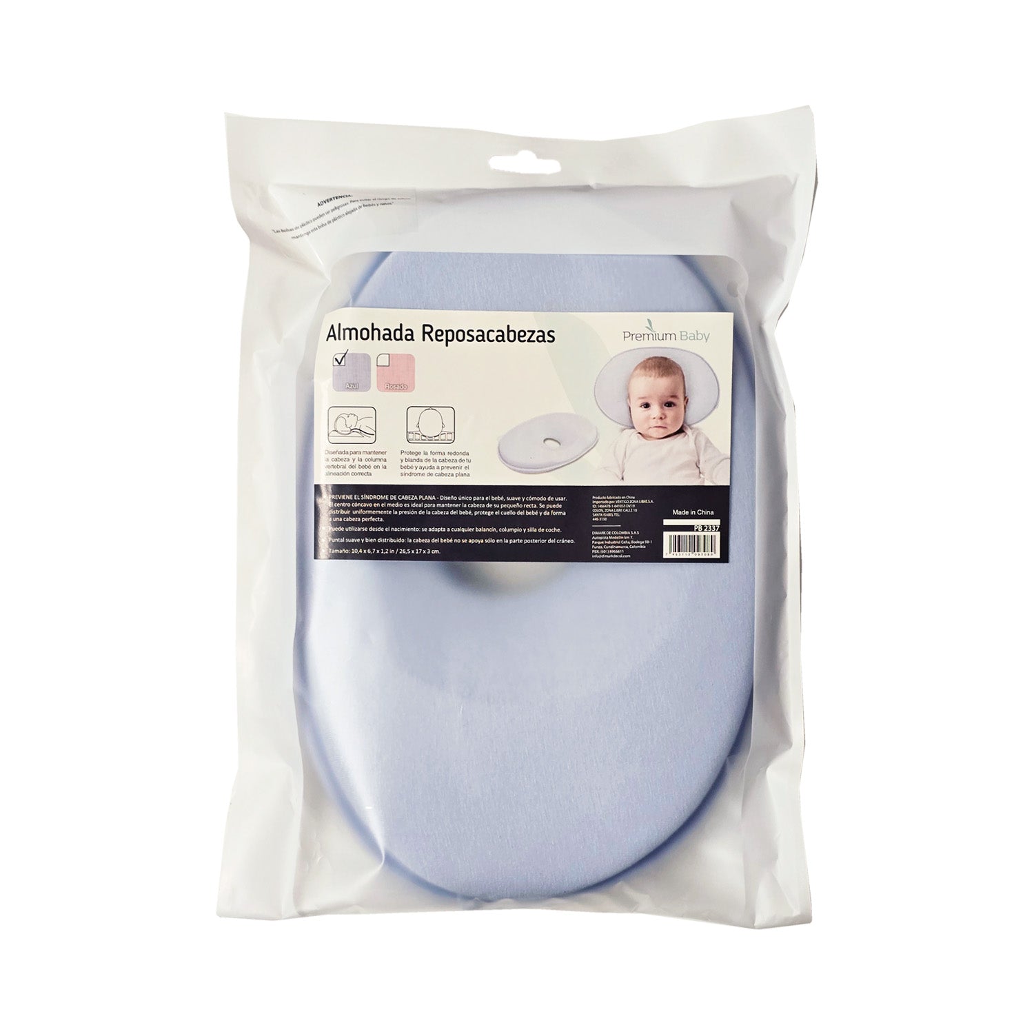Almohada Bebe Estabilizadora Premium Baby PB2337 Azul