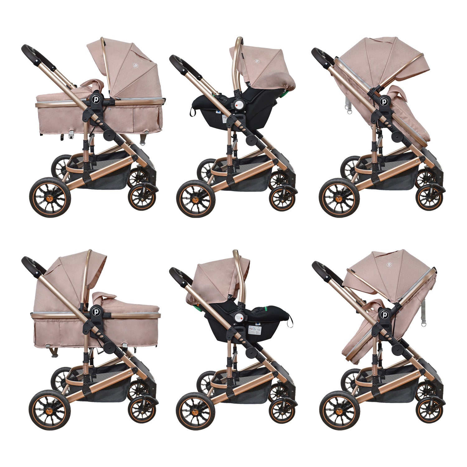 Coche Bebe 4 en 1 Travel System Cris Priori Rosa