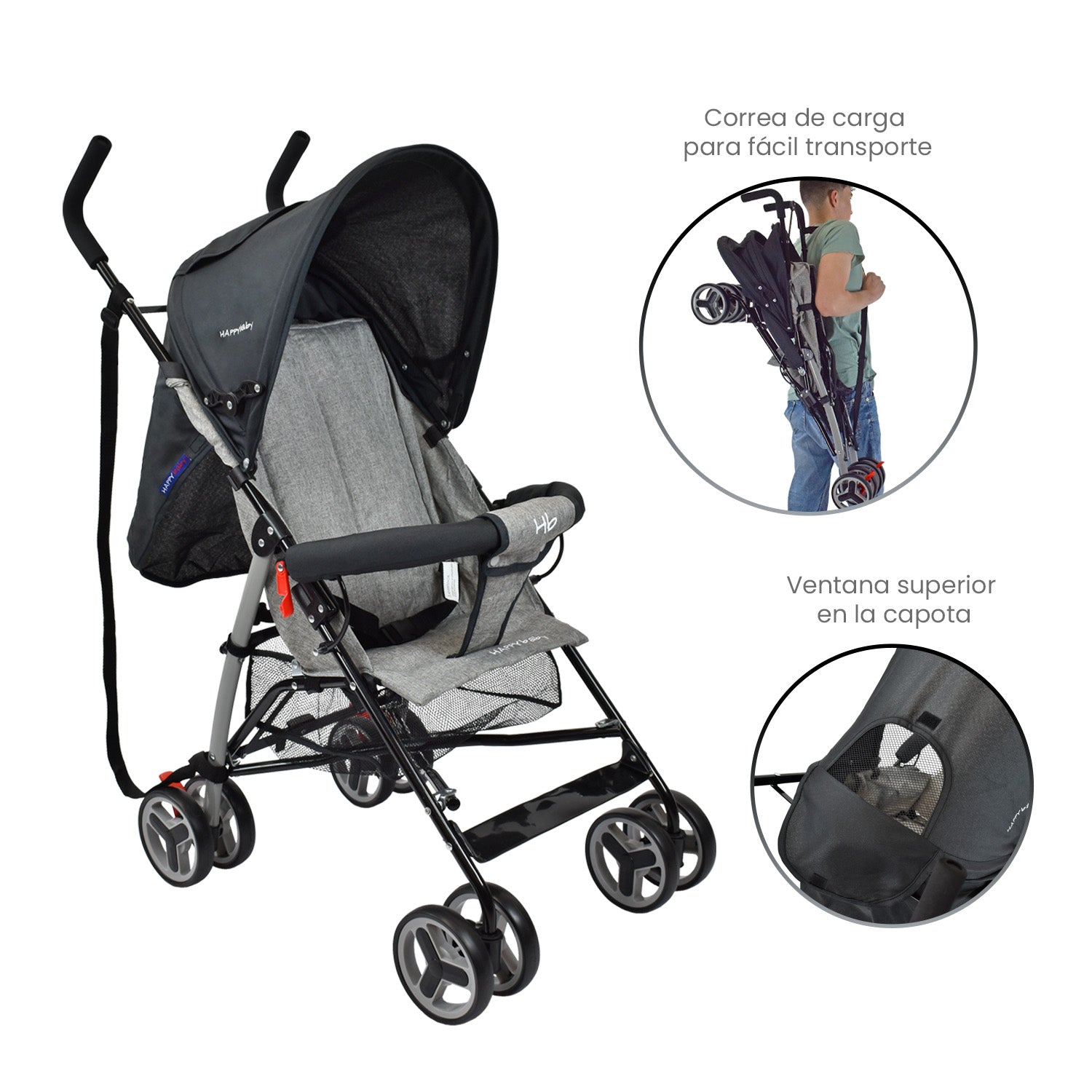 Coche Paseador Bebé Future Happy Baby Negro