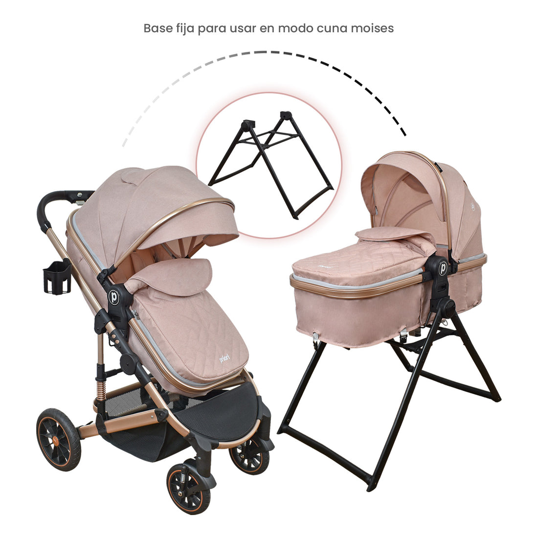 Coche Bebe 3 en 1 Cris Priori Rosa