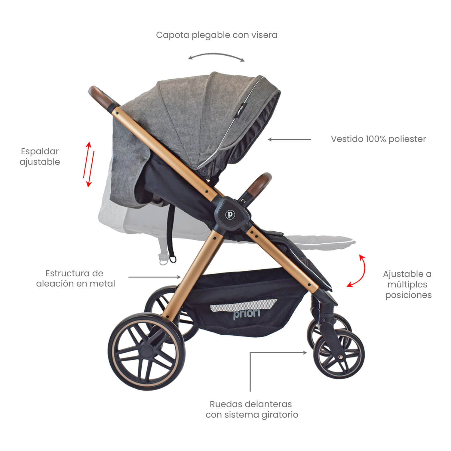 Coche Bebé Priori Maverick Gris