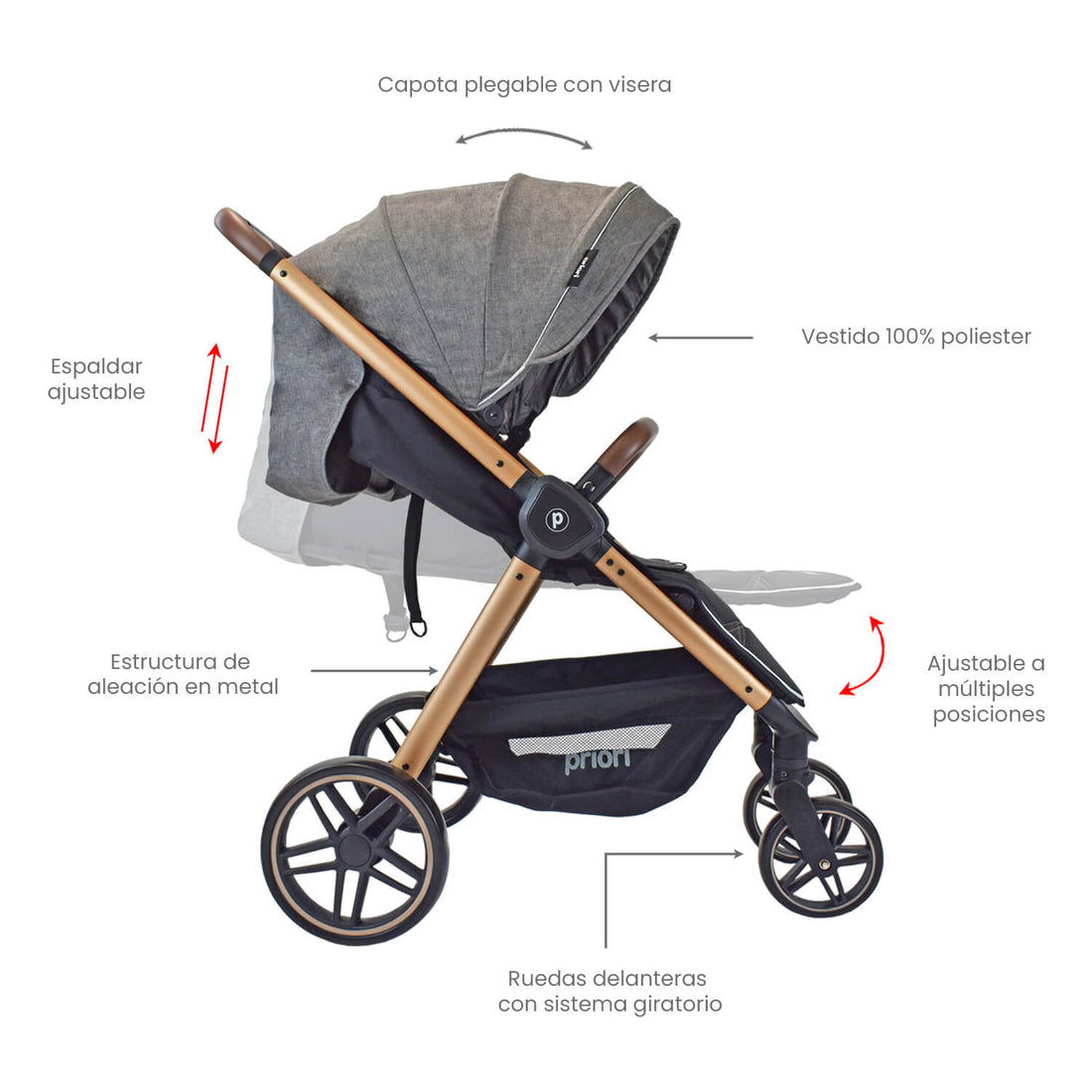Coche Bebé Priori Maverick Gris