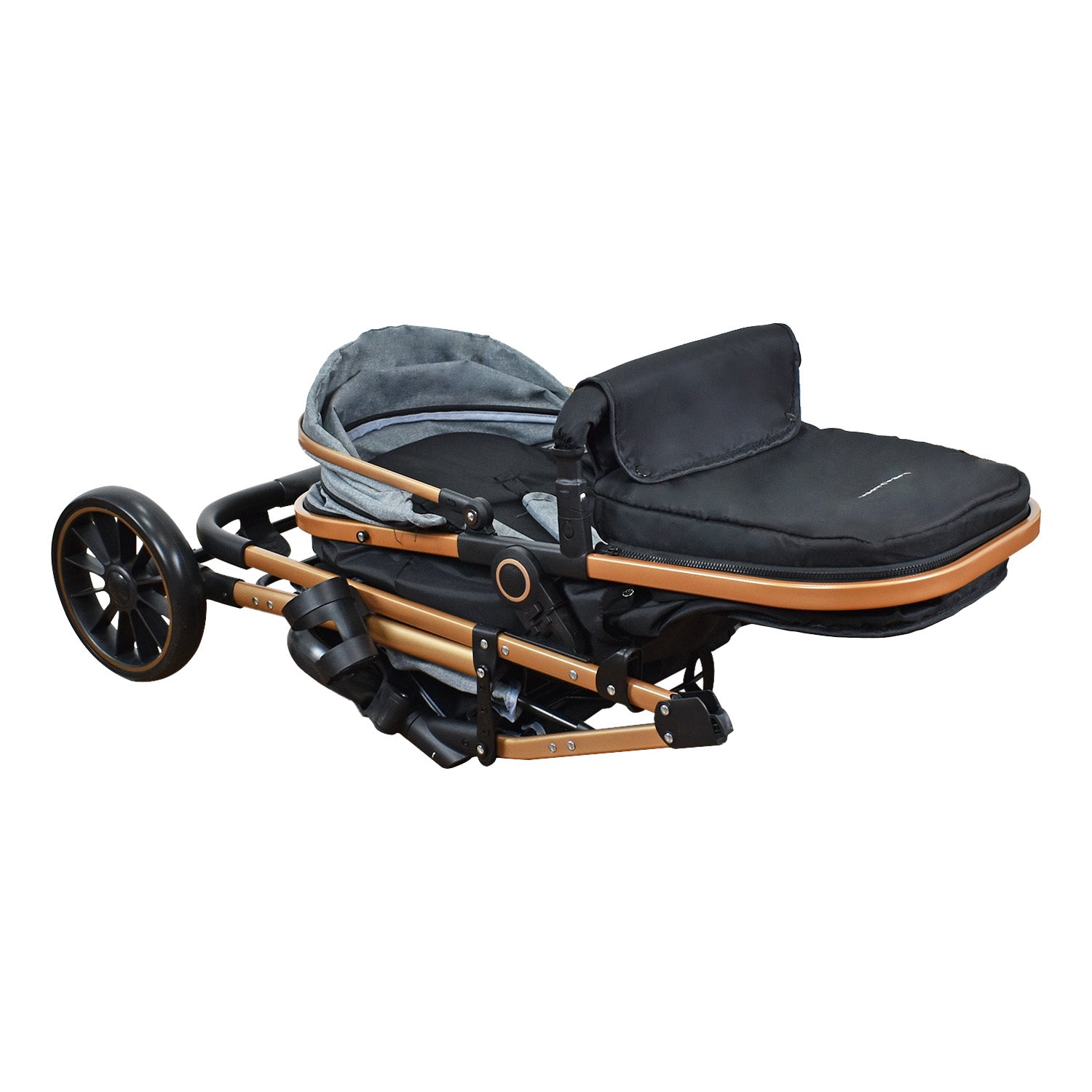 Combo Coche Welly Gris +Cuna Mecedora Miami Gris