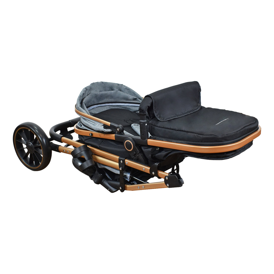 Combo Coche Welly Gris +Cuna Mecedora Miami Gris