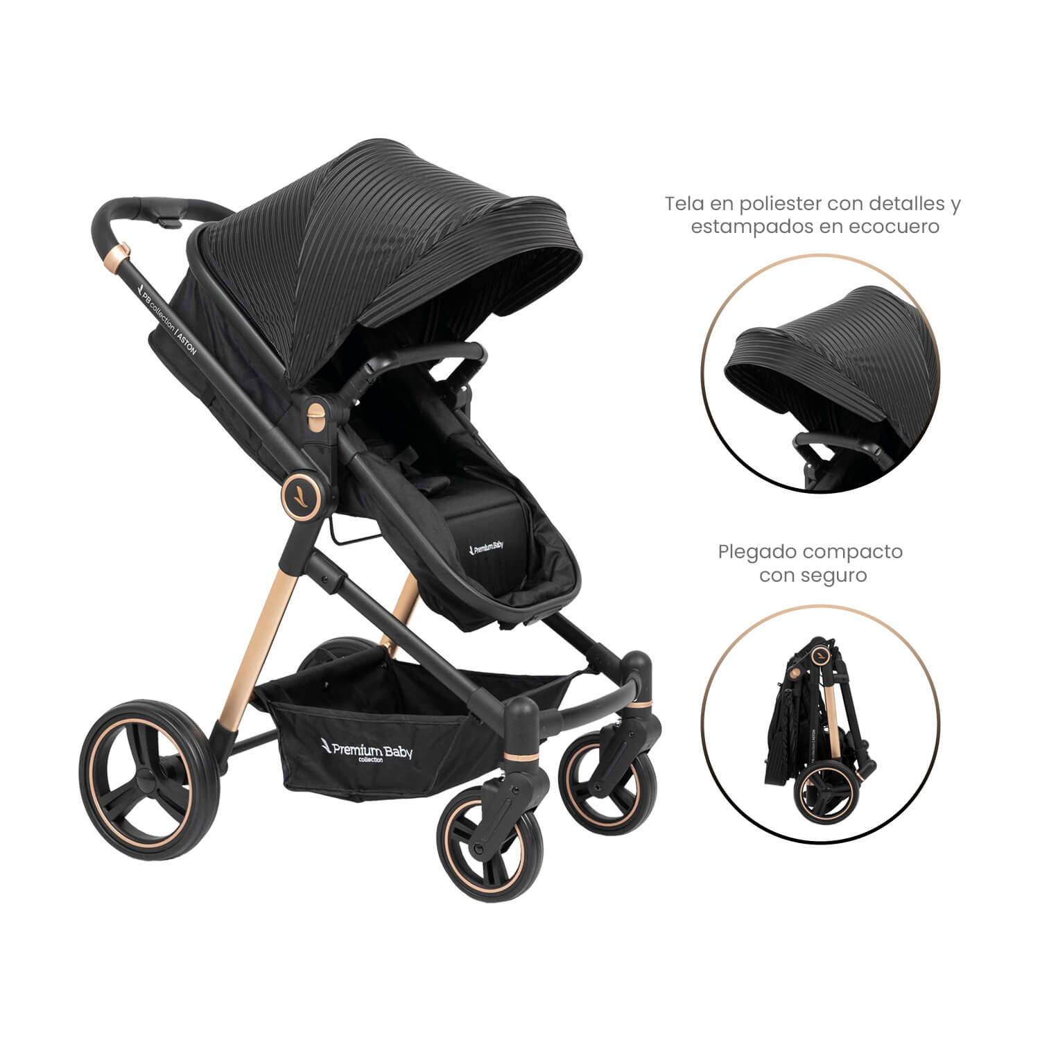 Coche Bebé Moises Aston Premium Baby Collection Negro