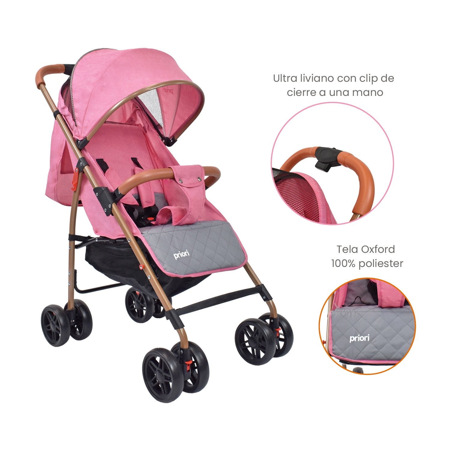 Coche Bebe Paseador Priori Park Rosado