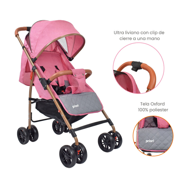 Coche Bebe Paseador Priori Park Rosado