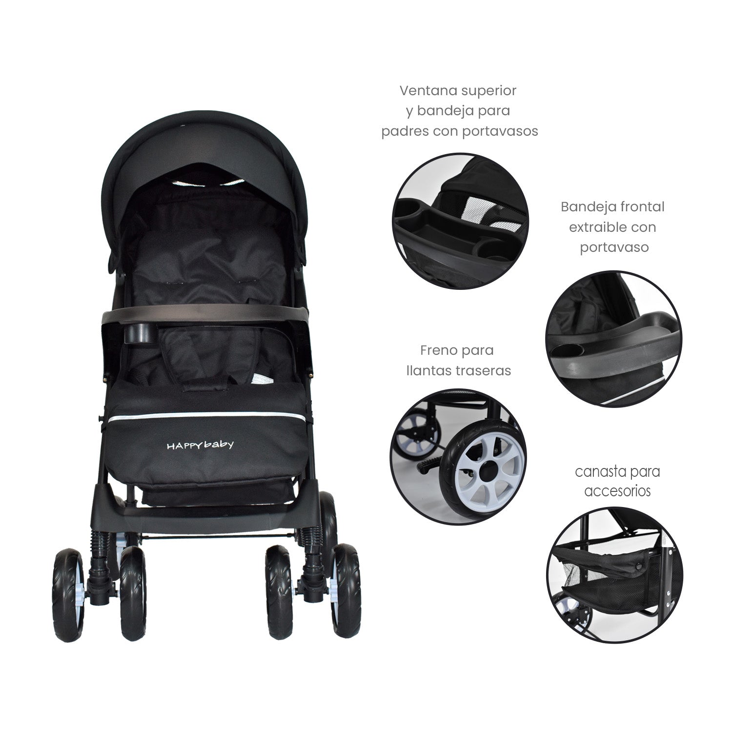 Coche Bebe Happy Baby Klaus Negro