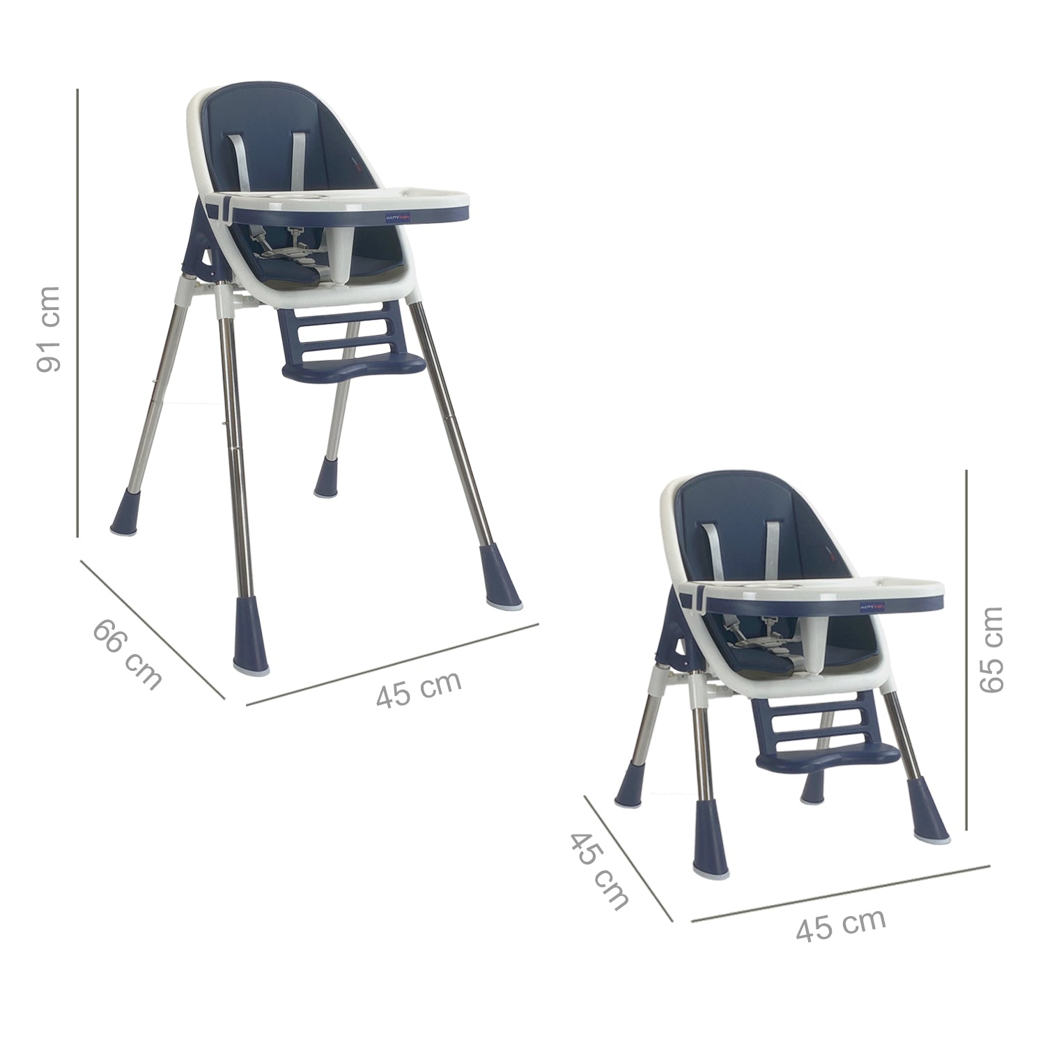 Silla comedor bebe 2en1 Happy Baby Nepal Azul