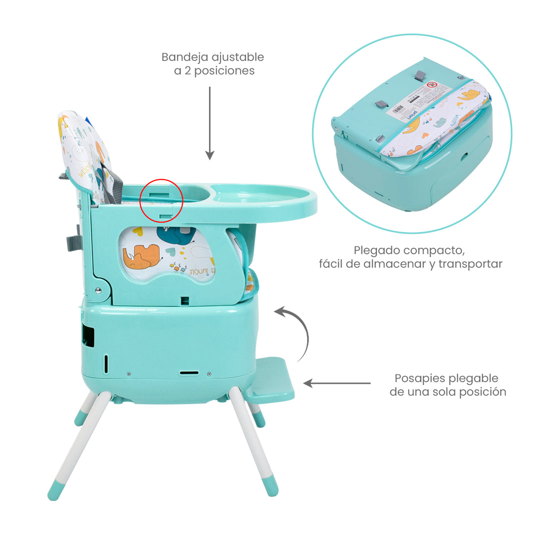 Silla Comedor Bebé 3 en1 Bony Priori Verde