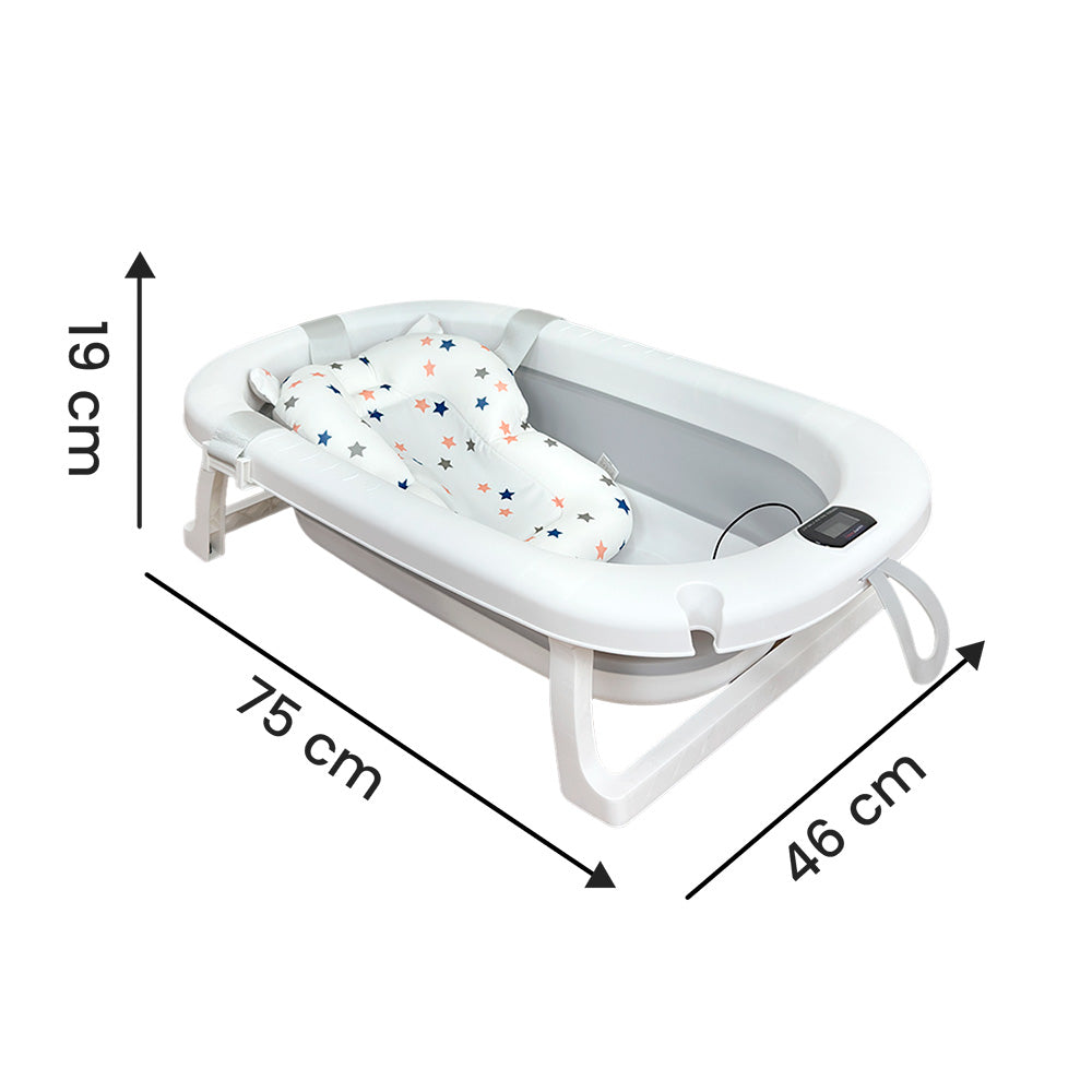 Bañera Bebé Happy Baby Cojín y Termómetro Samy Gris